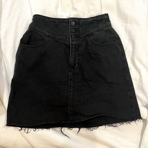 black denim mini skirt